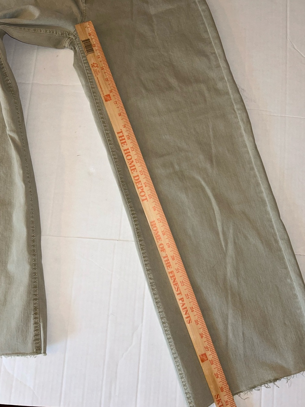 Oat New York Wide Leg High Rise Olive Jeans Raw Hem - Picture 3 of 6